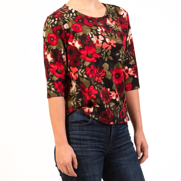 ●VINTAGE Bonworth Velour 3/4 Sleeve Shirt - Picture 2 of 3